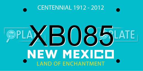 XB085 New Mexico License Plate