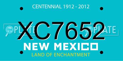 XC7652 New Mexico License Plate