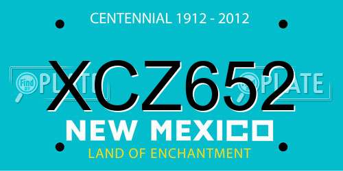 XCZ652 New Mexico License Plate