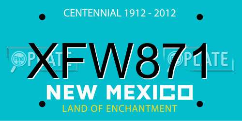 XFW871 New Mexico License Plate