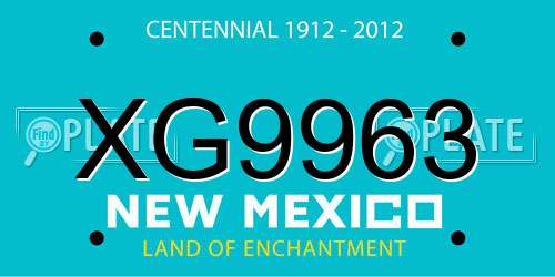 XG9963 New Mexico License Plate