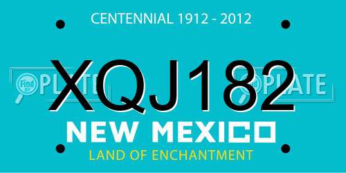 XQJ182 New Mexico License Plate