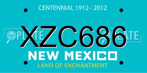 XZC686 New Mexico License Plate