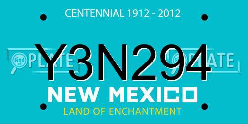 Y3N294 New Mexico License Plate