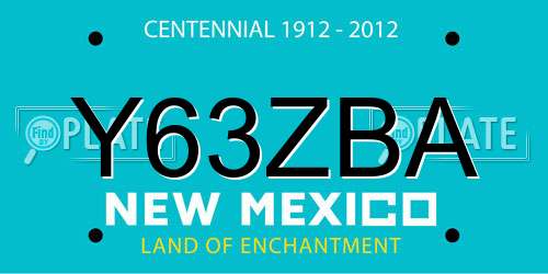 Y63ZBA New Mexico License Plate
