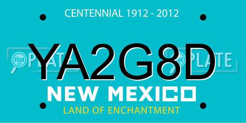 YA2G8D New Mexico License Plate