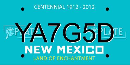 YA7G5D New Mexico License Plate