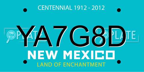 YA7G8D New Mexico License Plate
