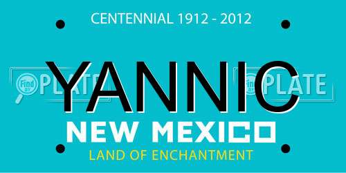 YANNIC New Mexico License Plate