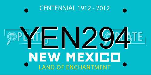 YEN294 New Mexico License Plate