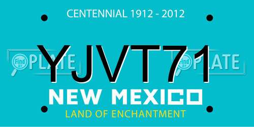 YJVT71 New Mexico License Plate