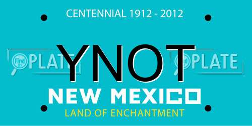 YNOT New Mexico License Plate