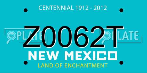 Z0062T New Mexico License Plate