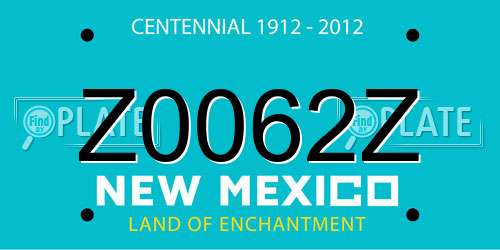 Z0062Z New Mexico License Plate