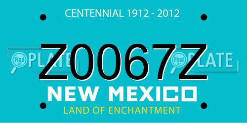 Z0067Z New Mexico License Plate