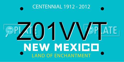Z01VVT New Mexico License Plate