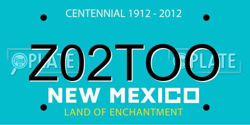Z02TOO New Mexico License Plate