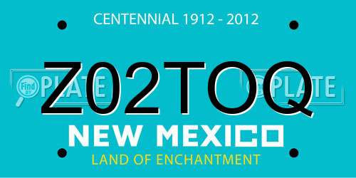 Z02TOQ New Mexico License Plate