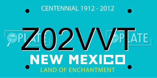 Z02VVT New Mexico License Plate