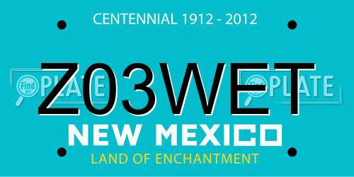 Z03WET New Mexico License Plate