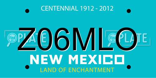 Z06MLO New Mexico License Plate