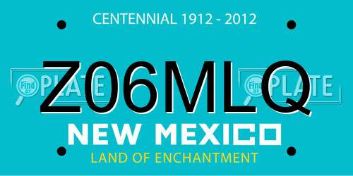 Z06MLQ New Mexico License Plate