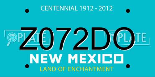 Z072DO New Mexico License Plate