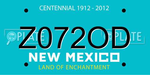 Z072OD New Mexico License Plate