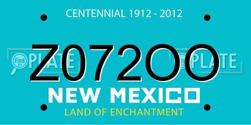 Z072OO New Mexico License Plate