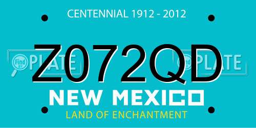 Z072QD New Mexico License Plate