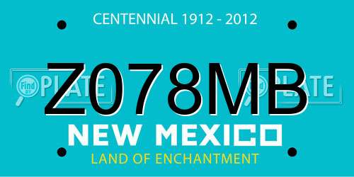 Z078MB New Mexico License Plate