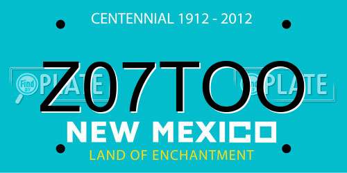 Z07TOO New Mexico License Plate