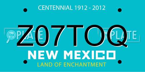 Z07TOQ New Mexico License Plate