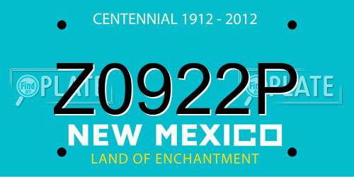 Z0922P New Mexico License Plate
