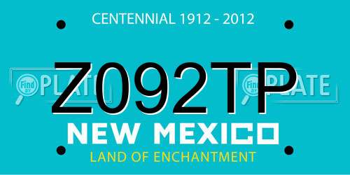 Z092TP New Mexico License Plate