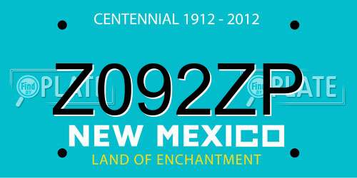 Z092ZP New Mexico License Plate