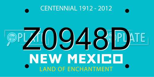 Z0948D New Mexico License Plate