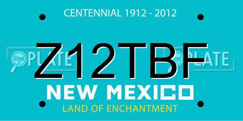 Z12TBF New Mexico License Plate