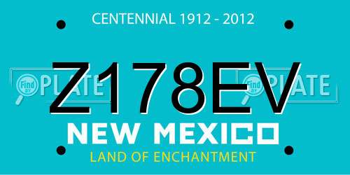 Z178EV New Mexico License Plate