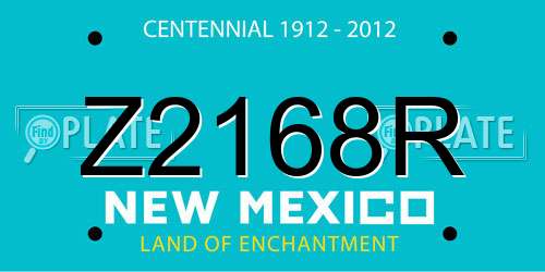 Z2168R New Mexico License Plate