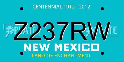 Z237RW New Mexico License Plate