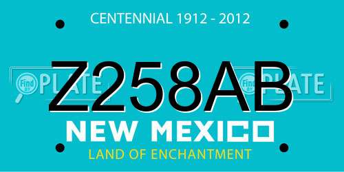 Z258AB New Mexico License Plate