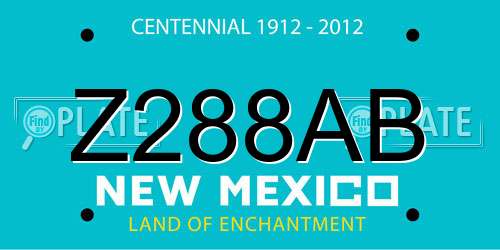 Z288AB New Mexico License Plate