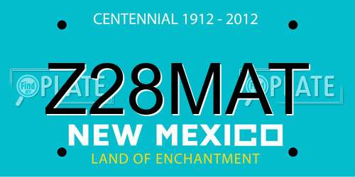 Z28MAT New Mexico License Plate
