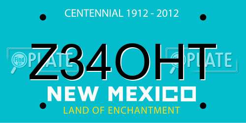 Z34OHT New Mexico License Plate