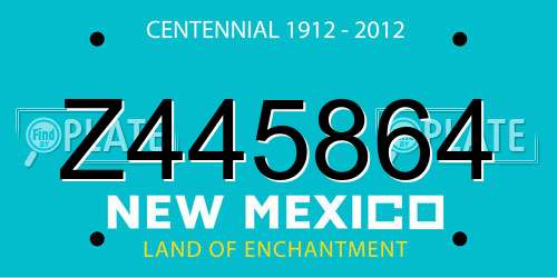 Z445864 New Mexico License Plate