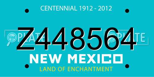 Z448564 New Mexico License Plate