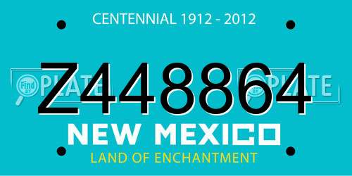 Z448864 New Mexico License Plate