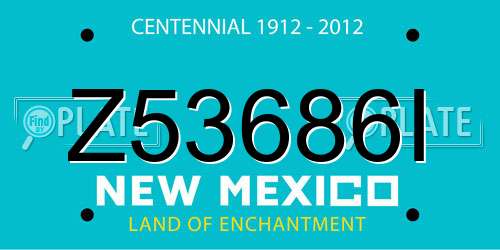 Z53686I New Mexico License Plate