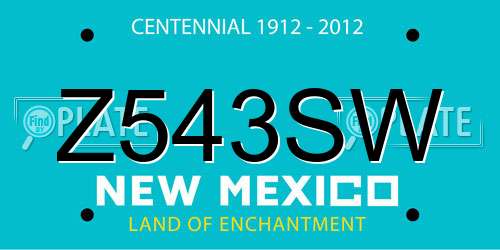 Z543SW New Mexico License Plate